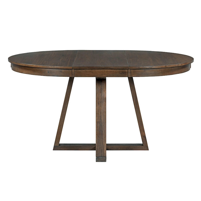Ensemble table à manger extensible 5 places (ronde à ovale) avec 4 chaises rembourrées, coloris Noyer naturel