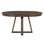 Ensemble table à manger extensible 5 places (ronde à ovale) avec 4 chaises rembourrées, coloris Noyer naturel