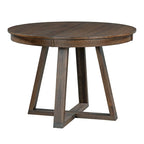 Ensemble table à manger extensible 5 places (ronde à ovale) avec 4 chaises rembourrées, coloris Noyer naturel