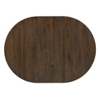 Ensemble table à manger extensible 5 places (ronde à ovale) avec 4 chaises rembourrées, coloris Noyer naturel