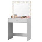 Coiffeuse avec éclairage LED, une personne, rose/blanc/noir