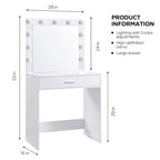 Coiffeuse avec éclairage LED, une personne, rose/blanc/noir