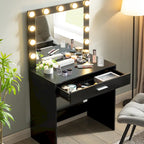 Coiffeuse avec éclairage LED, une personne, rose/blanc/noir