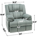 Fauteuil inclinable en tissu surdimensionné bleu / vert / beige avec pivotement à 360° et fonction bascule, simple