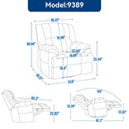 Fauteuil inclinable en tissu surdimensionné bleu / vert / beige avec pivotement à 360° et fonction bascule, simple