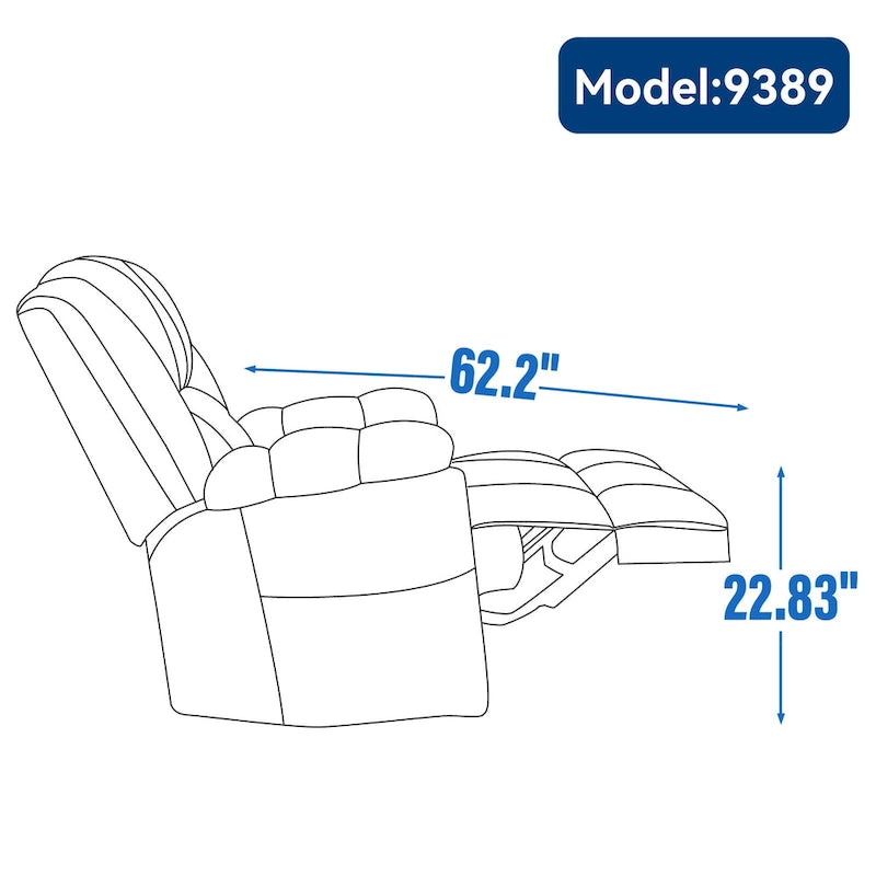 Fauteuil inclinable en tissu surdimensionné bleu / vert / beige avec pivotement à 360° et fonction bascule, simple