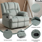 Fauteuil inclinable en tissu surdimensionné bleu / vert / beige avec pivotement à 360° et fonction bascule, simple