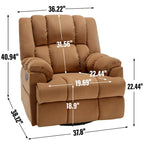 Fauteuil inclinable en tissu surdimensionné bleu / vert / beige avec pivotement à 360° et fonction bascule, simple