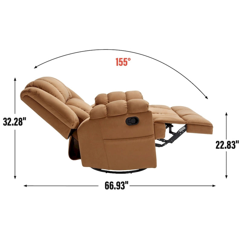 Fauteuil inclinable en tissu surdimensionné bleu / vert / beige avec pivotement à 360° et fonction bascule, simple