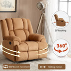 Fauteuil inclinable en tissu surdimensionné bleu / vert / beige avec pivotement à 360° et fonction bascule, simple