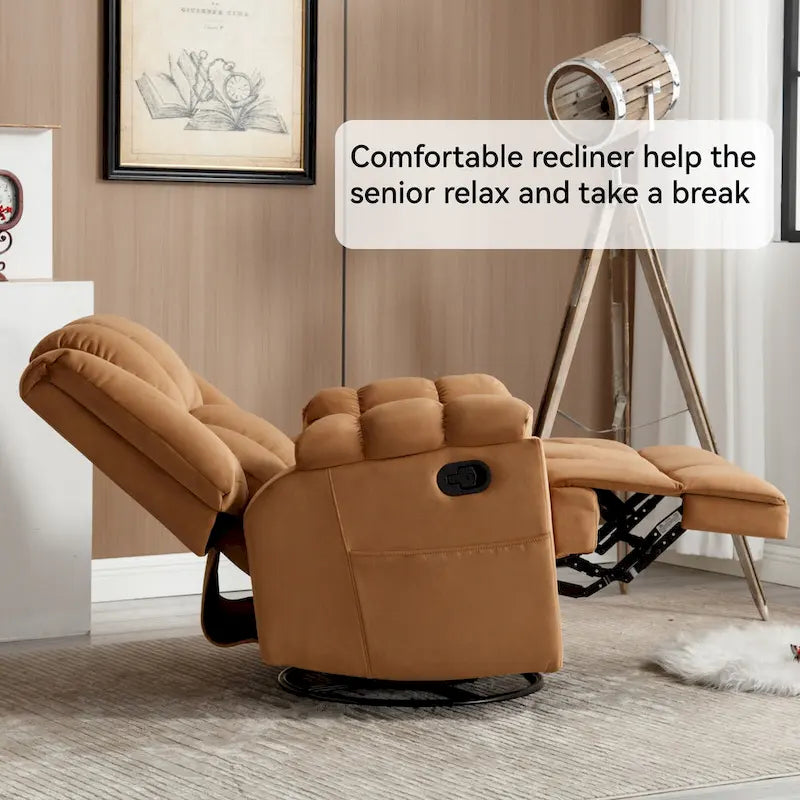 Fauteuil inclinable en tissu surdimensionné bleu / vert / beige avec pivotement à 360° et fonction bascule, simple
