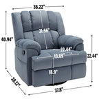 Fauteuil inclinable en tissu surdimensionné bleu / vert / beige avec pivotement à 360° et fonction bascule, simple