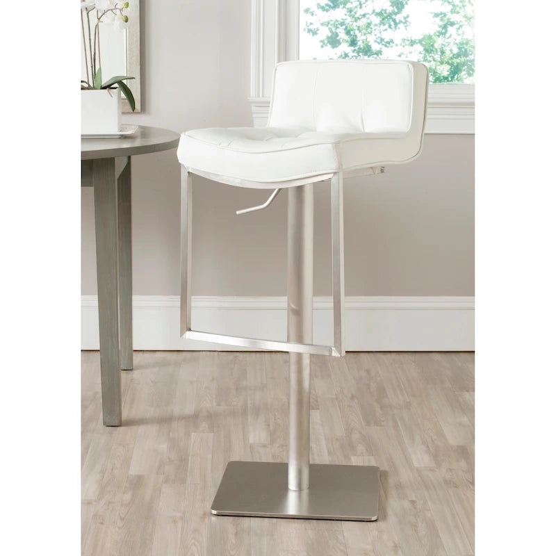Tabouret de bar pivotant réglable blanc/gris, cuir PU, un siège