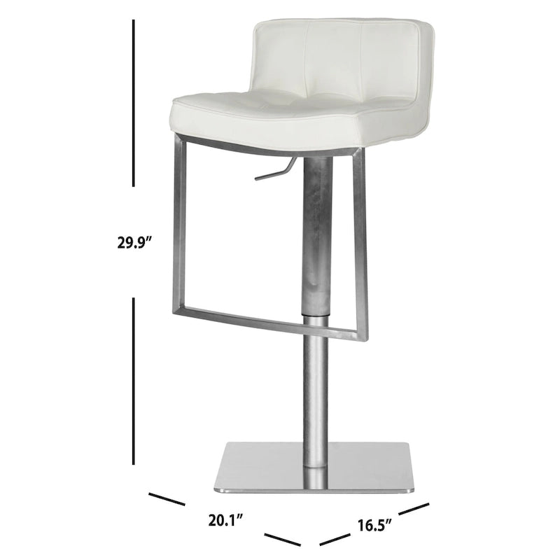 Tabouret de bar pivotant réglable blanc/gris, cuir PU, un siège