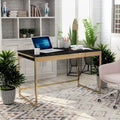 Bureau d'ordinateur 1 personne 122 cm noir/blanc avec 2 tiroirs et ports de chargement