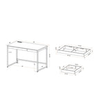 Bureau d'ordinateur 1 personne 122 cm noir/blanc avec 2 tiroirs et ports de chargement
