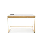 Bureau d'ordinateur 1 personne 122 cm noir/blanc avec 2 tiroirs et ports de chargement