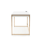 Bureau d'ordinateur 1 personne 122 cm noir/blanc avec 2 tiroirs et ports de chargement