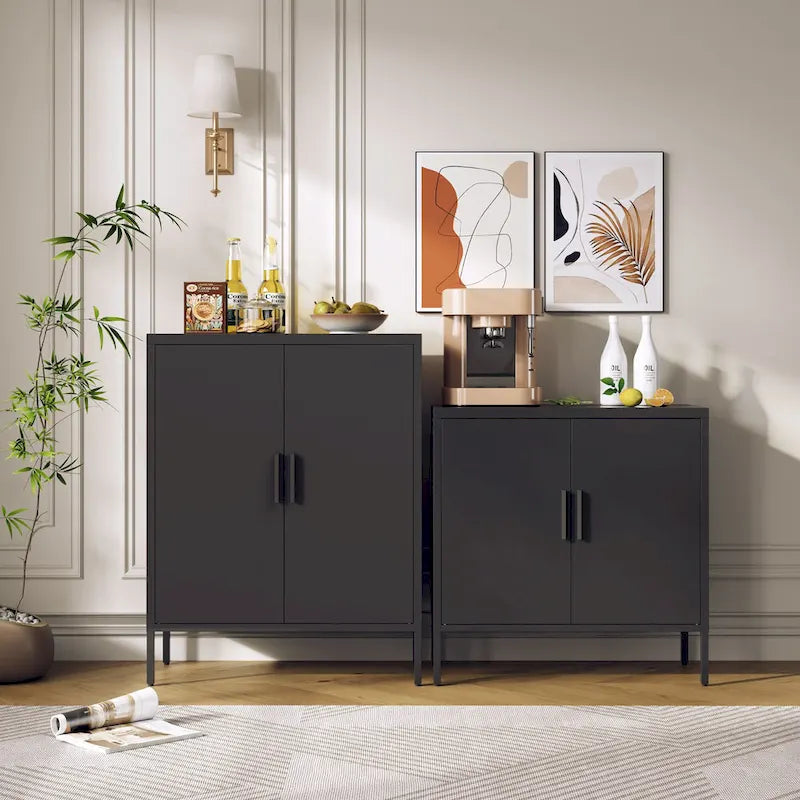 Armoire de rangement noire en acier à double porte verrouillable