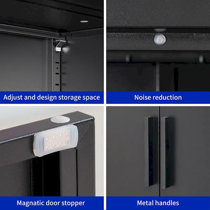 Armoire de rangement noire en acier à double porte verrouillable