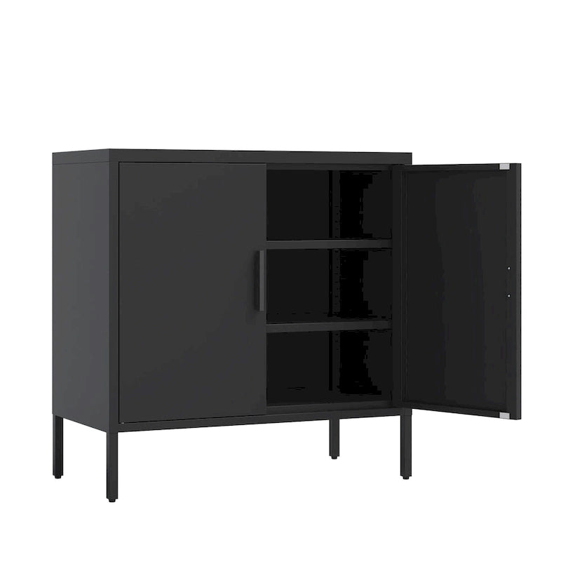 Armoire de rangement noire en acier à double porte verrouillable
