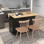 Îlot de cuisine roulant noir avec plateau en bois massif, pour assemblage par 2 personnes