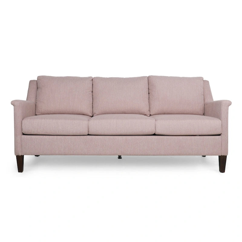 Canapé moderne 3 places en tissu beige / expresso / rose pâle