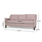 Canapé moderne 3 places en tissu beige / expresso / rose pâle