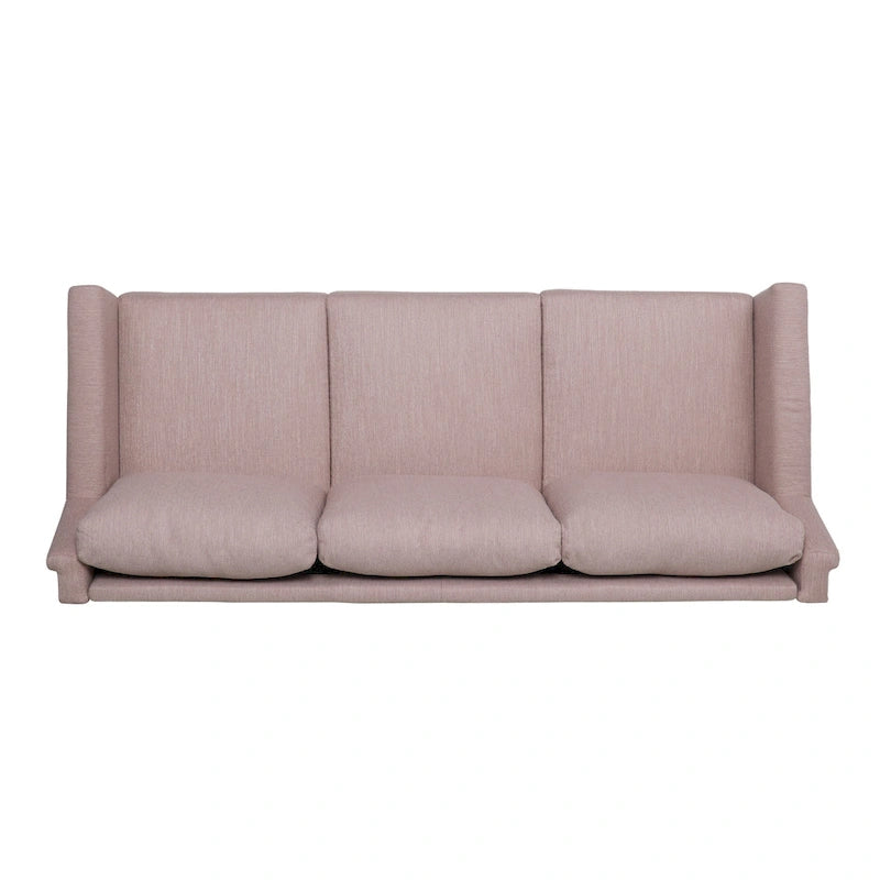 Canapé moderne 3 places en tissu beige / expresso / rose pâle