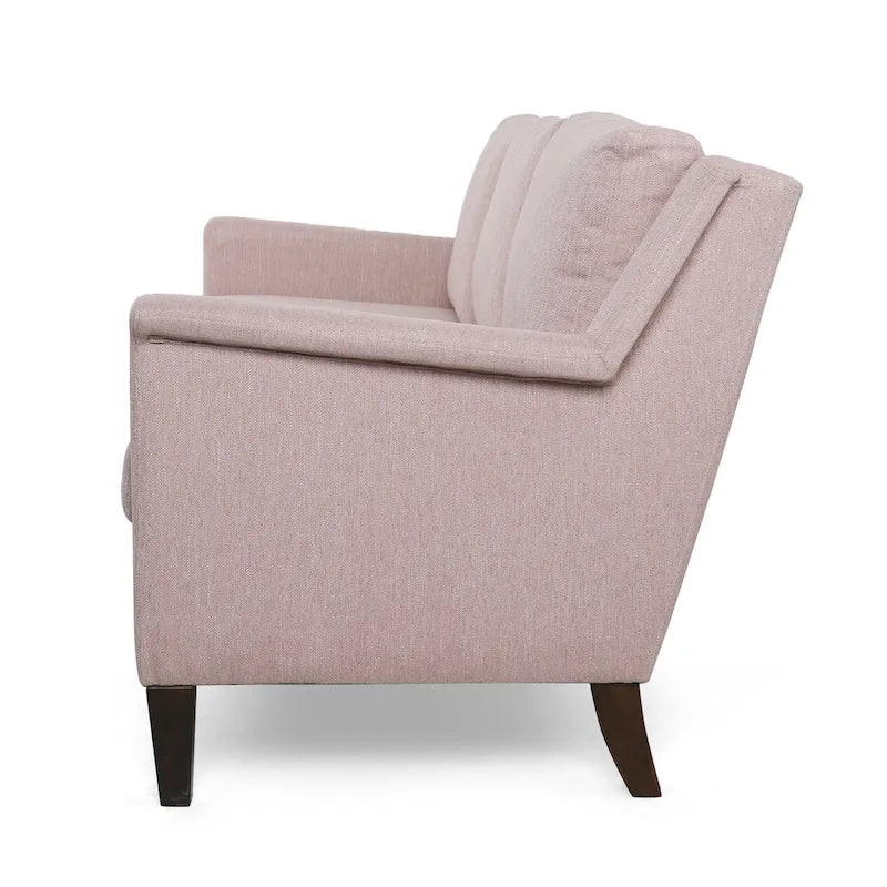 Canapé moderne 3 places en tissu beige / expresso / rose pâle