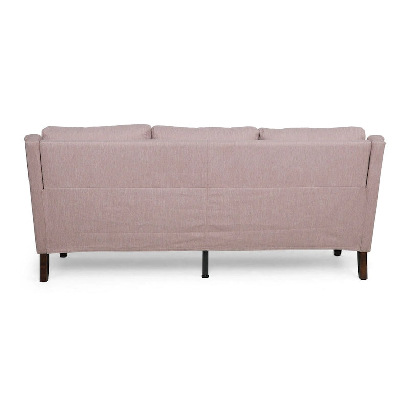 Canapé moderne 3 places en tissu beige / expresso / rose pâle