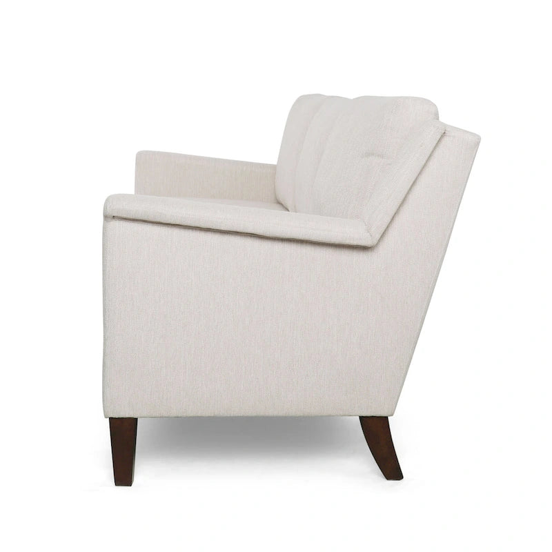 Canapé moderne 3 places en tissu beige / expresso / rose pâle