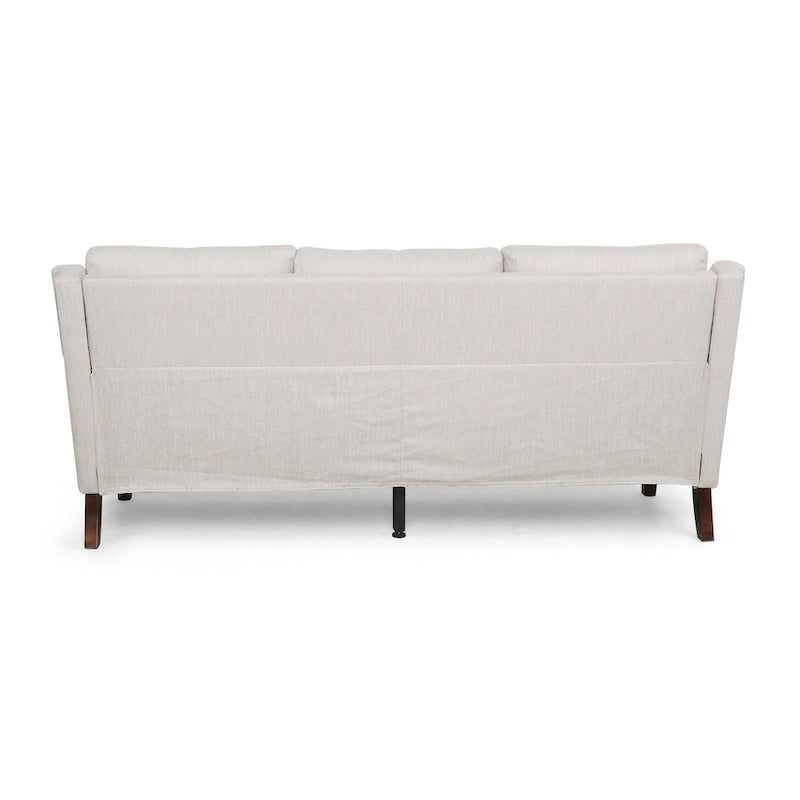 Canapé moderne 3 places en tissu beige / expresso / rose pâle