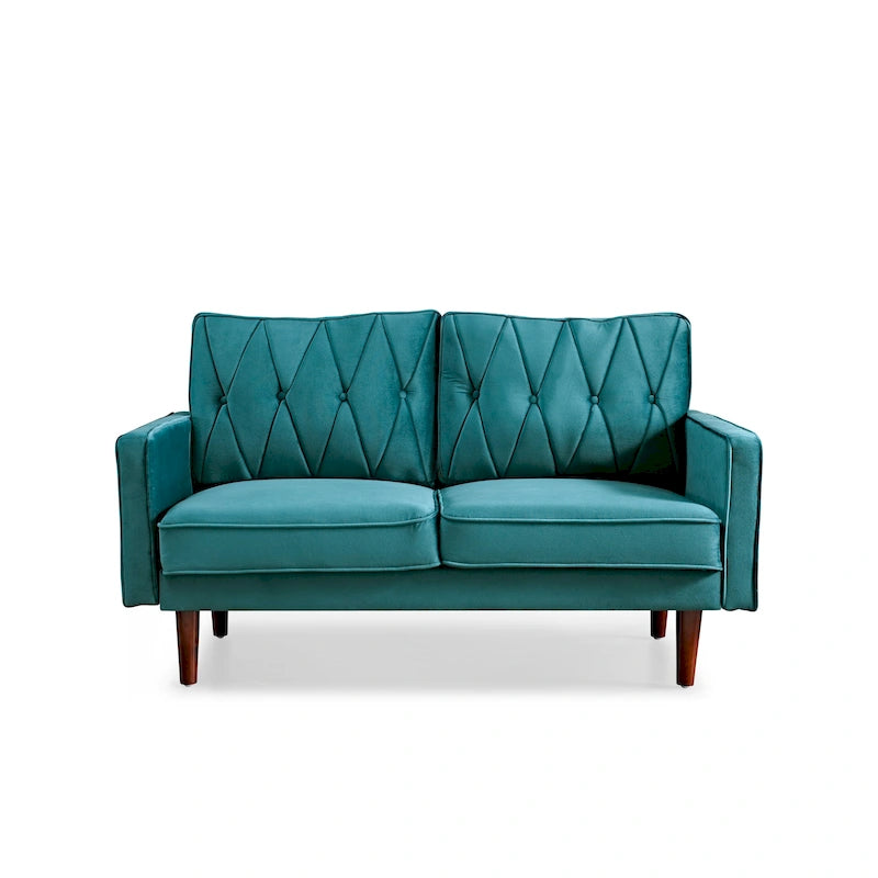 Canapé 2 places en velours de 146 cm de large, capitonné | Rose/Gris/Bleu foncé/Ivoire/Noir/Vert et plus