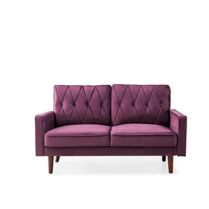 Canapé 2 places en velours de 146 cm de large, capitonné | Rose/Gris/Bleu foncé/Ivoire/Noir/Vert et plus