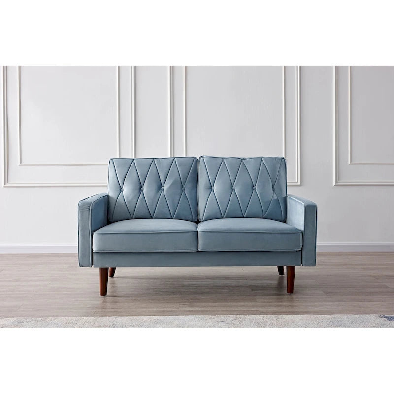 Canapé 2 places en velours de 146 cm de large, capitonné | Rose/Gris/Bleu foncé/Ivoire/Noir/Vert et plus