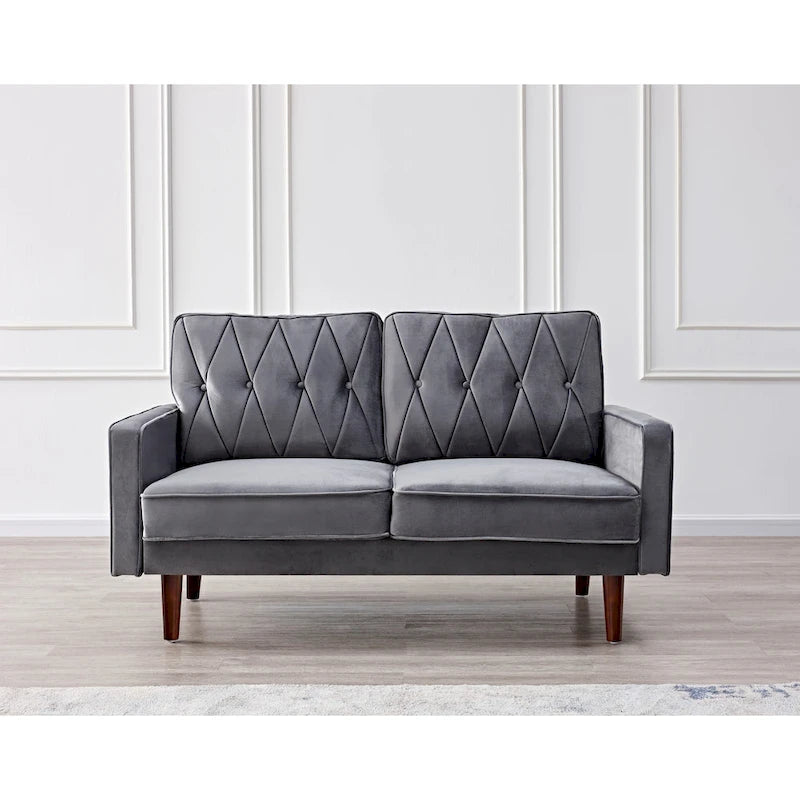 Canapé 2 places en velours de 146 cm de large, capitonné | Rose/Gris/Bleu foncé/Ivoire/Noir/Vert et plus