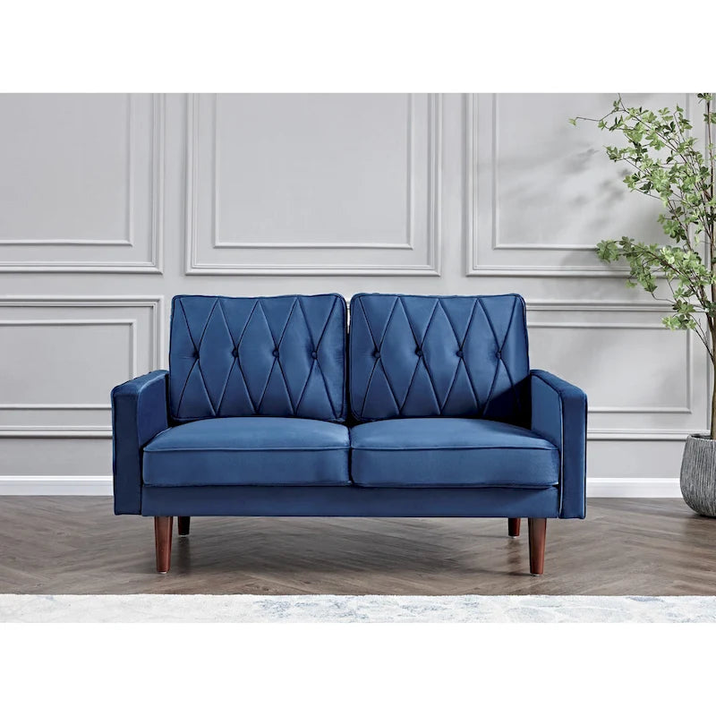 Canapé 2 places en velours de 146 cm de large, capitonné | Rose/Gris/Bleu foncé/Ivoire/Noir/Vert et plus