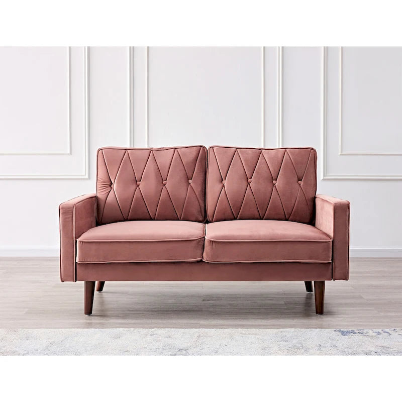 Canapé 2 places en velours de 146 cm de large, capitonné | Rose/Gris/Bleu foncé/Ivoire/Noir/Vert et plus