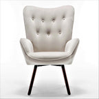 Fauteuil d'appoint à dossier haut et accoudoirs évasés en microfibre, une place – Ivoire / Jaune Moutarde / Noir / Bleu Sarcelle / Gris / Rouge Orange / Bleu-gris