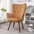 Fauteuil d'appoint à dossier haut et accoudoirs évasés en microfibre, une place – Ivoire / Jaune Moutarde / Noir / Bleu Sarcelle / Gris / Rouge Orange / Bleu-gris