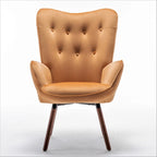 Fauteuil d'appoint à dossier haut et accoudoirs évasés en microfibre, une place – Ivoire / Jaune Moutarde / Noir / Bleu Sarcelle / Gris / Rouge Orange / Bleu-gris