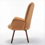 Fauteuil d'appoint à dossier haut et accoudoirs évasés en microfibre, une place – Ivoire / Jaune Moutarde / Noir / Bleu Sarcelle / Gris / Rouge Orange / Bleu-gris