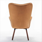 Fauteuil d'appoint à dossier haut et accoudoirs évasés en microfibre, une place – Ivoire / Jaune Moutarde / Noir / Bleu Sarcelle / Gris / Rouge Orange / Bleu-gris