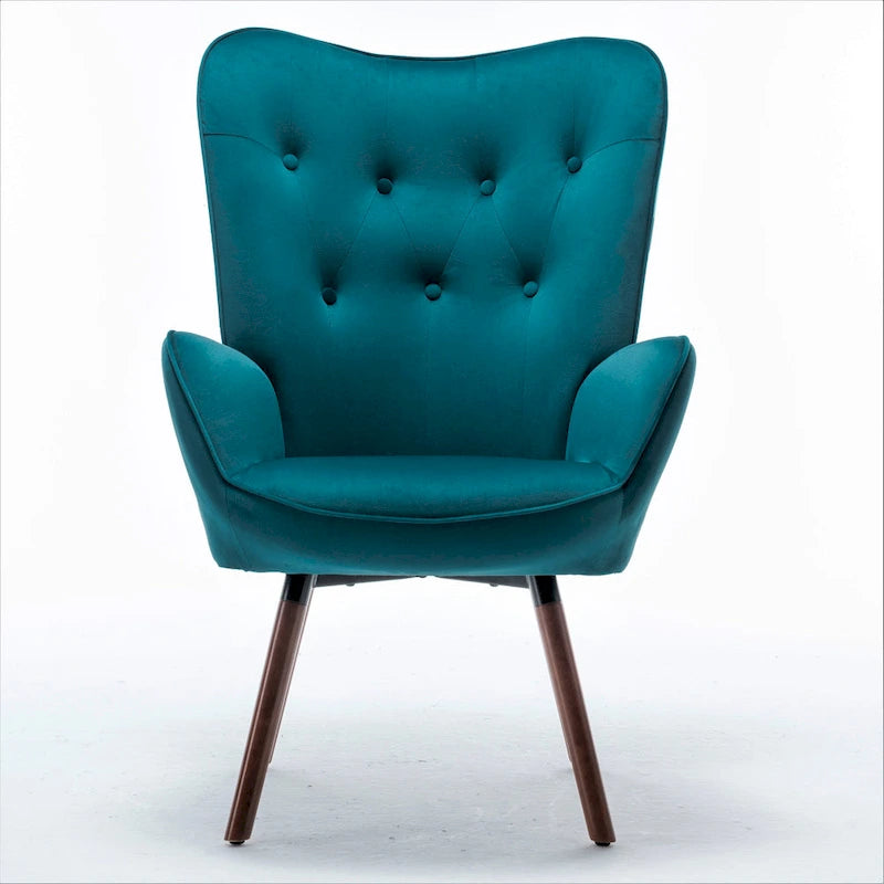 Fauteuil d'appoint à dossier haut et accoudoirs évasés en microfibre, une place – Ivoire / Jaune Moutarde / Noir / Bleu Sarcelle / Gris / Rouge Orange / Bleu-gris