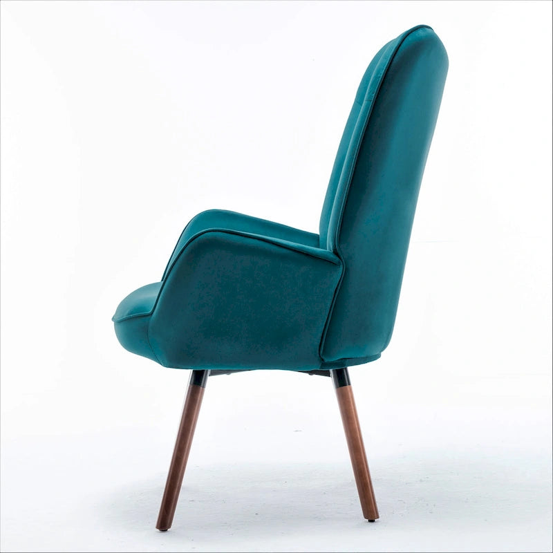 Fauteuil d'appoint à dossier haut et accoudoirs évasés en microfibre, une place – Ivoire / Jaune Moutarde / Noir / Bleu Sarcelle / Gris / Rouge Orange / Bleu-gris
