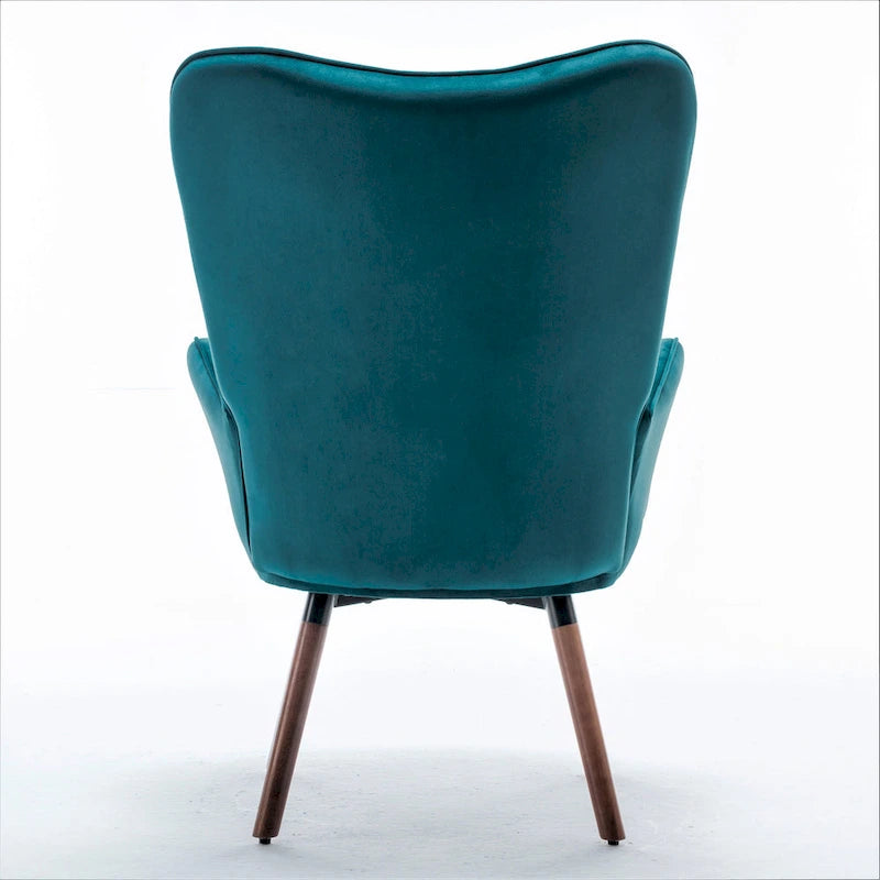 Fauteuil d'appoint à dossier haut et accoudoirs évasés en microfibre, une place – Ivoire / Jaune Moutarde / Noir / Bleu Sarcelle / Gris / Rouge Orange / Bleu-gris