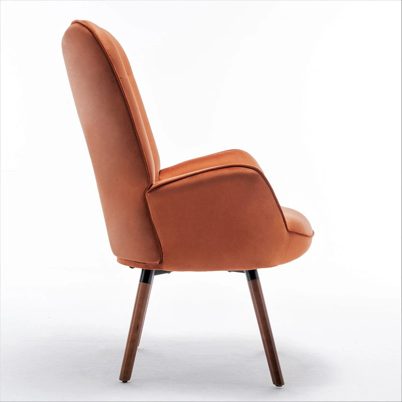 Fauteuil d'appoint à dossier haut et accoudoirs évasés en microfibre, une place – Ivoire / Jaune Moutarde / Noir / Bleu Sarcelle / Gris / Rouge Orange / Bleu-gris