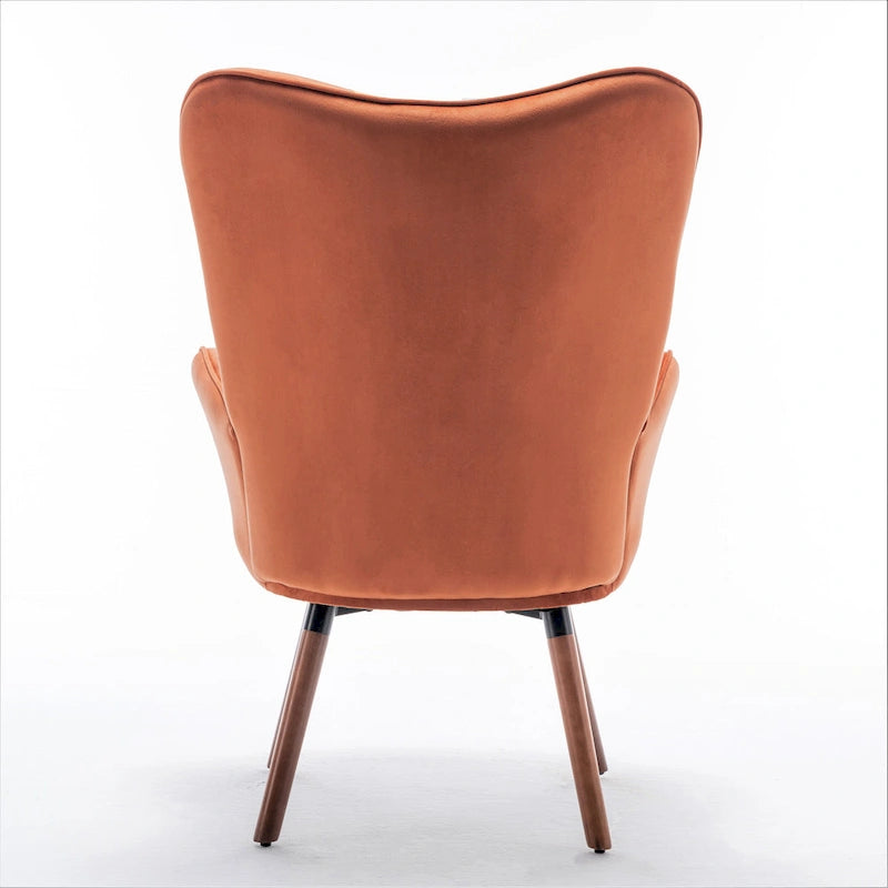 Fauteuil d'appoint à dossier haut et accoudoirs évasés en microfibre, une place – Ivoire / Jaune Moutarde / Noir / Bleu Sarcelle / Gris / Rouge Orange / Bleu-gris