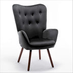 Fauteuil d'appoint à dossier haut et accoudoirs évasés en microfibre, une place – Ivoire / Jaune Moutarde / Noir / Bleu Sarcelle / Gris / Rouge Orange / Bleu-gris